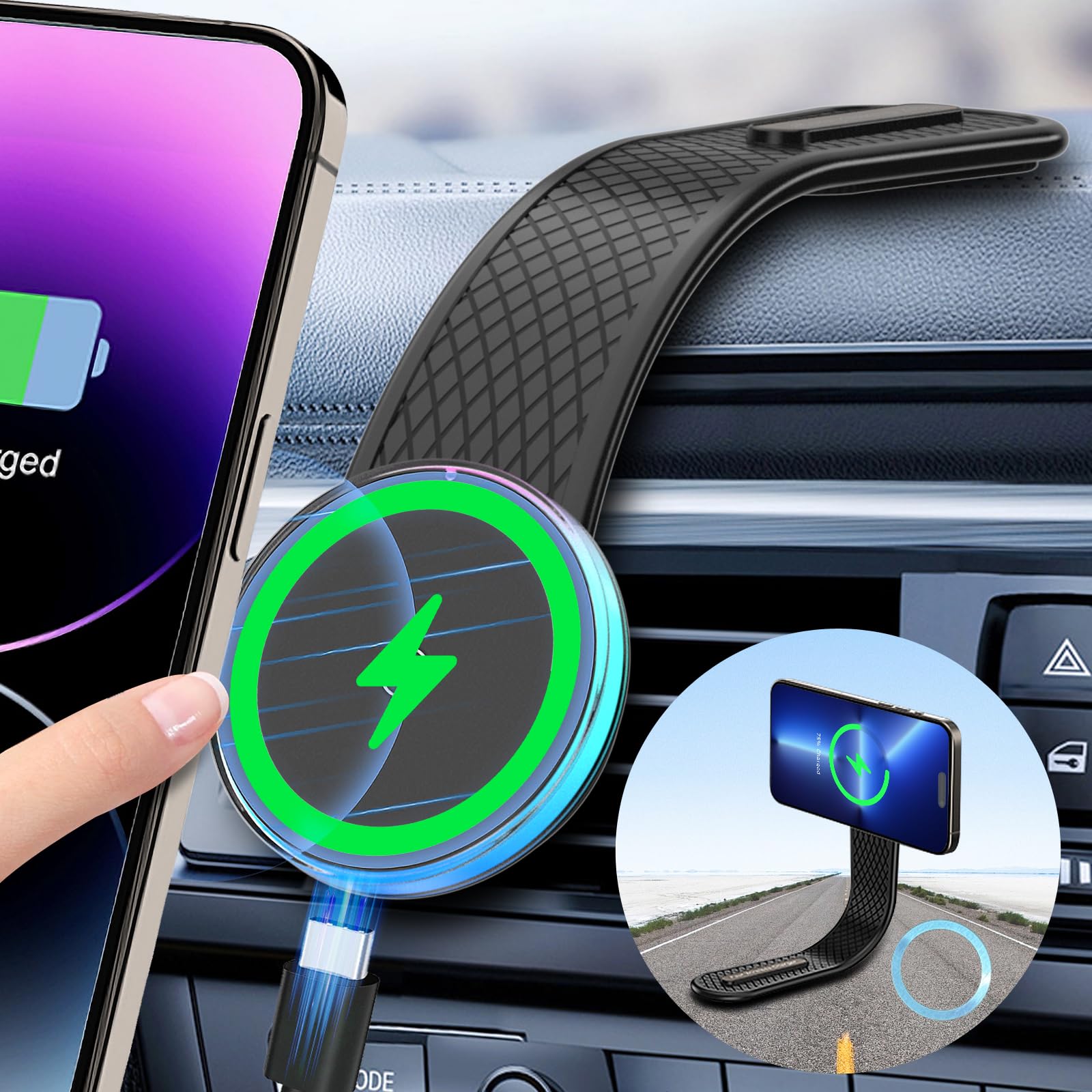 ☆充電スマホホルダースタイリッシュ、車内の最適アイテム Amazon.co.jp: 【2026新登場·超強磁力】スマホホルダー 車 ワイヤレス